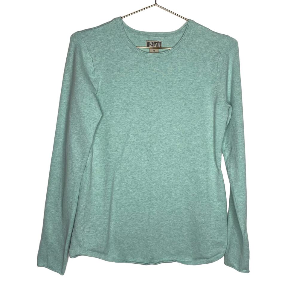 Duluth Trading Co Womens XS Mint Green Shiftless‎ Crewneck Sweater Long Sleeve